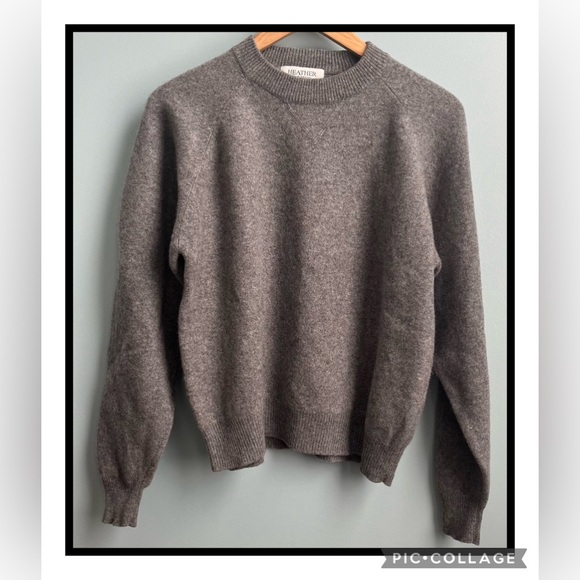 Heather & Tweed 100% Lambswool Gray Crewneck Sweater Size M - Picture 1 of 5